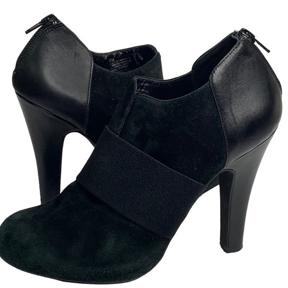 Gianni BiniBlack Leather & Suede Platform Stiletto 4” Heeled Bootie Size 7 M - Picture 1 of 12